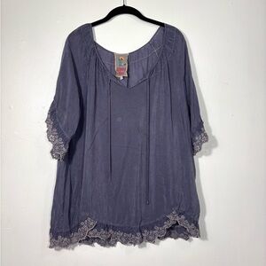 Johnny Was Blue Lace Blouse